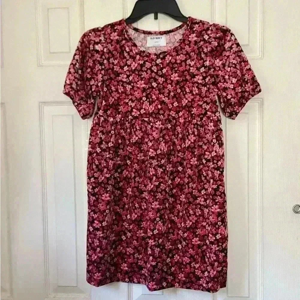 Old NV Cozy Velour Puff-Sleeve Swing Dress for Girls Size Large (10-12)